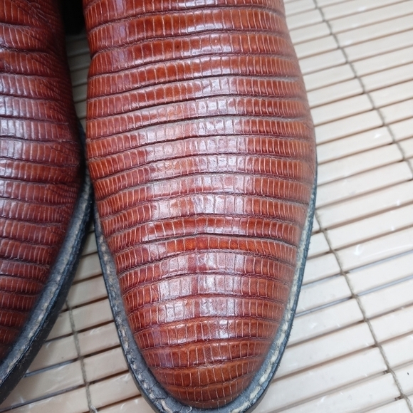 Tony Lama Gold Lable women's exotic pecan brown Teju lizzard Western boots. Sz 6 - Picture 5 of 11